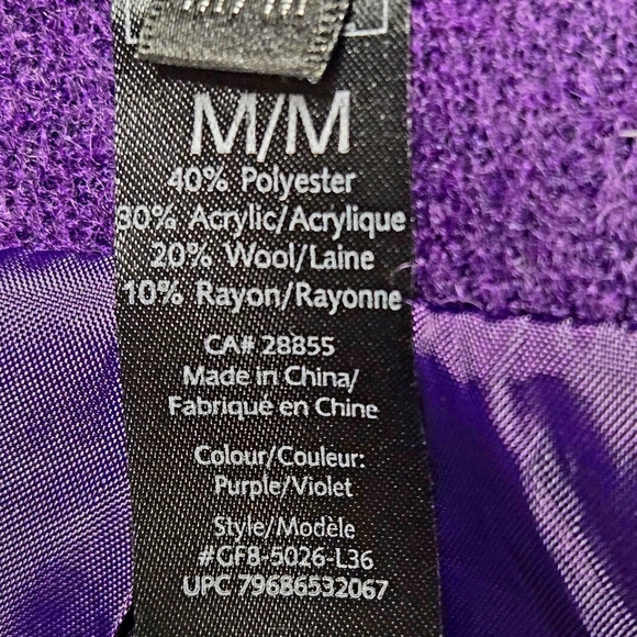 Vintage GEORGE purple ladies cropped wool blend medium coat, 3/4 sleeves - Picture 2 of 15